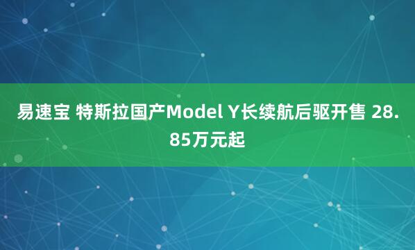 易速宝 特斯拉国产Model Y长续航后驱开售 28.85万元起